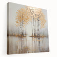 Abstract landscape wall art on stretched canvas showcasing vibrant hues of blue, green, and gold, ideal for modern home decor. Side view highlights the canvas edges and texture, perfect for adding a contemporary touch to any living space.