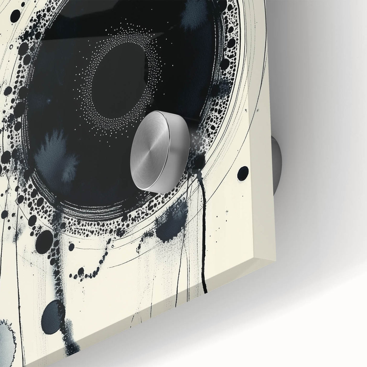 Minimalist Abstract Wall Art – Black Ink Orbital Circle Design