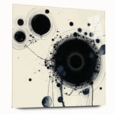 Minimalist Abstract Wall Art – Black Ink Orbital Circle Design