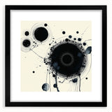 Minimalist Abstract Wall Art – Black Ink Orbital Circle Design