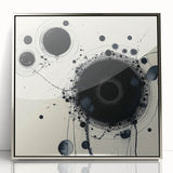 Minimalist Abstract Wall Art – Black Ink Orbital Circle Design