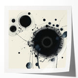 Minimalist Abstract Wall Art – Black Ink Orbital Circle Design