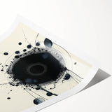 Minimalist Abstract Wall Art – Black Ink Orbital Circle Design