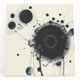 Minimalist Abstract Wall Art – Black Ink Orbital Circle Design