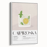 Vintage poster art of colorful food and drinks on a white framed canvas, ideal for extra large living room wall decor.