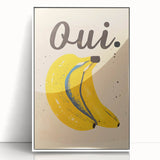 Acrylic print of colorful fruits in art deco style, framed in white, suitable for modern nursery decor.