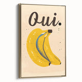 Framed canvas depicting a vintage-style landscape with assorted fruits in muted gold and black tones.