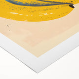 Art deco poster featuring an assortment of vibrant fruits on a rolled canvas, suitable for dining room decor.