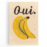 Black and white stretched canvas featuring an assortment of fruits, ideal for kitchen wall art.