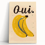 Large black and white stretched canvas featuring an assortment of fruits, ideal for kitchen wall art.