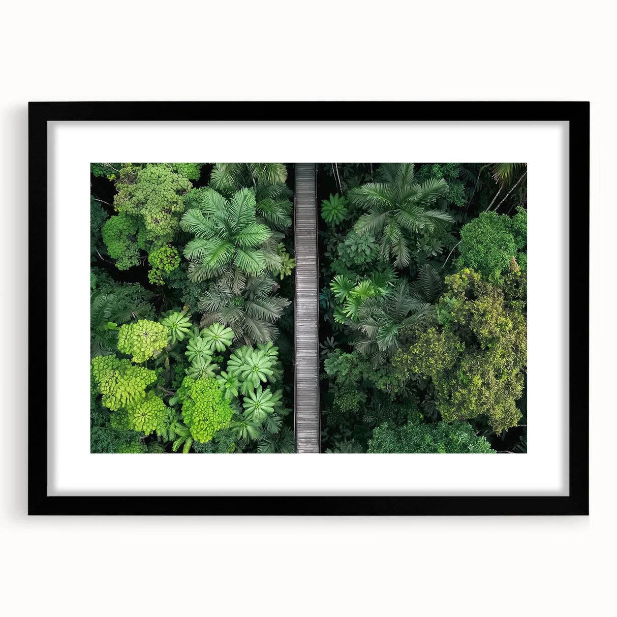 Black landscape bridge frame with a mat, showcasing a modern design ideal for home decor. Perfect for displaying artwork or photographs, adding an elegant touch to any room.