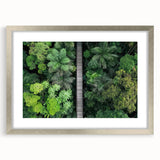 Silver landscape bridge frame with mat, showcasing a modern design, front view highlighting its sleek edges and elegant finish, perfect for home decor.