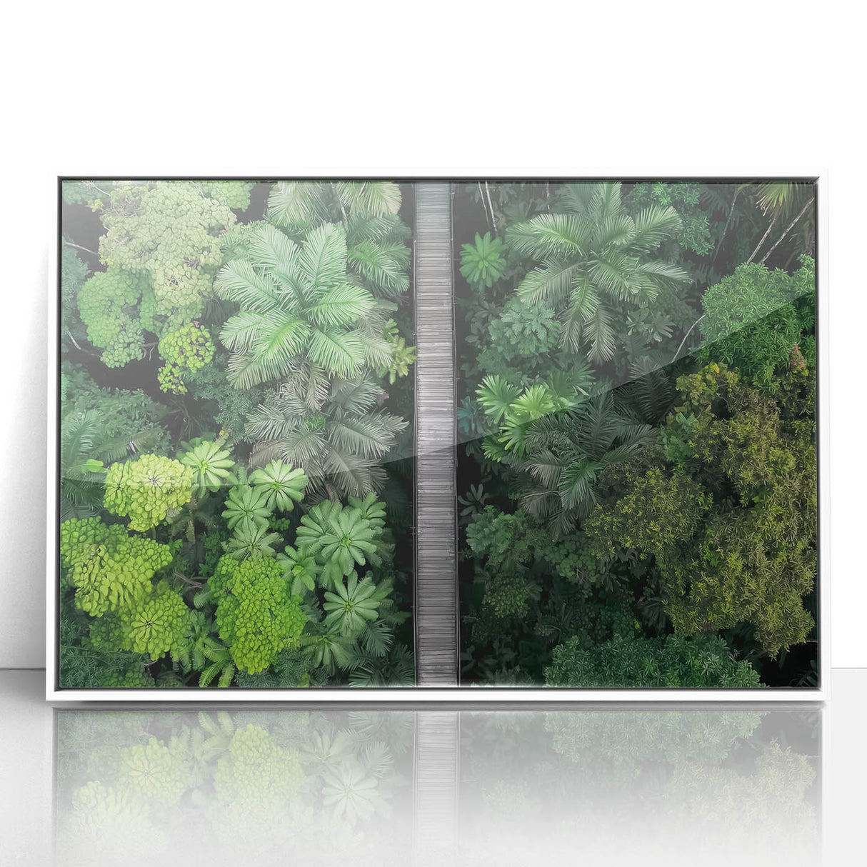 Framed acrylic artwork showcasing a stunning landscape bridge design, featuring vibrant colors and intricate details, ideal for modern home decor.