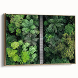 Framed canvas artwork depicting a stunning landscape bridge with golden accents, showcasing intricate details and vibrant colors, perfect for home decor.