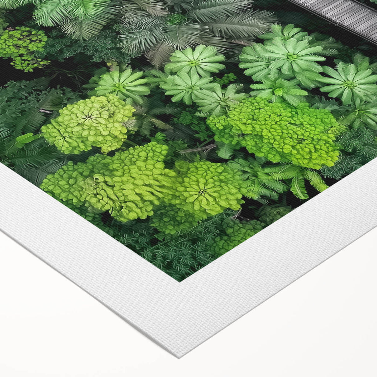 Rolled canvas depicting a vibrant landscape bridge scene, showcasing lush greenery and a serene waterway, elegantly packaged in a protective cardboard tube for easy transport.
