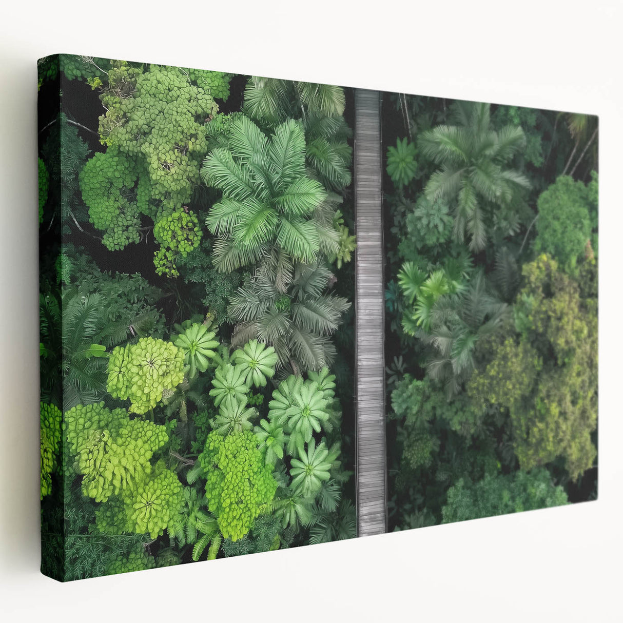 Stretched canvas artwork depicting a scenic landscape bridge view with vibrant colors and intricate details, ideal for home decor and art enthusiasts.