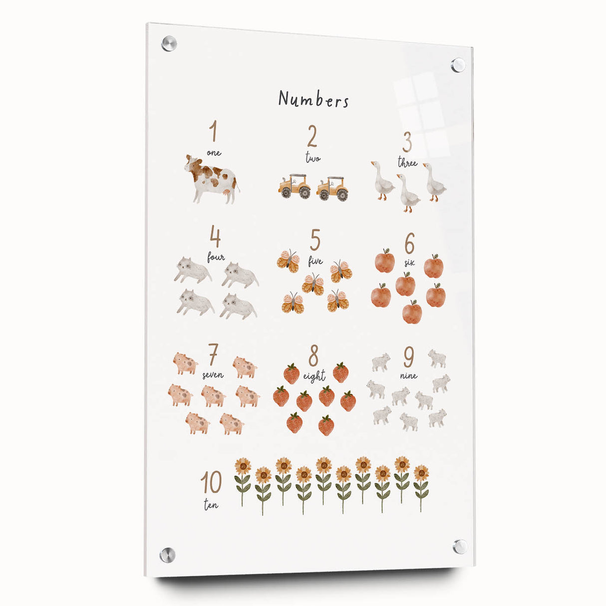 Numbers and Shapes Wall Art - Farm-Themed Counting Poster