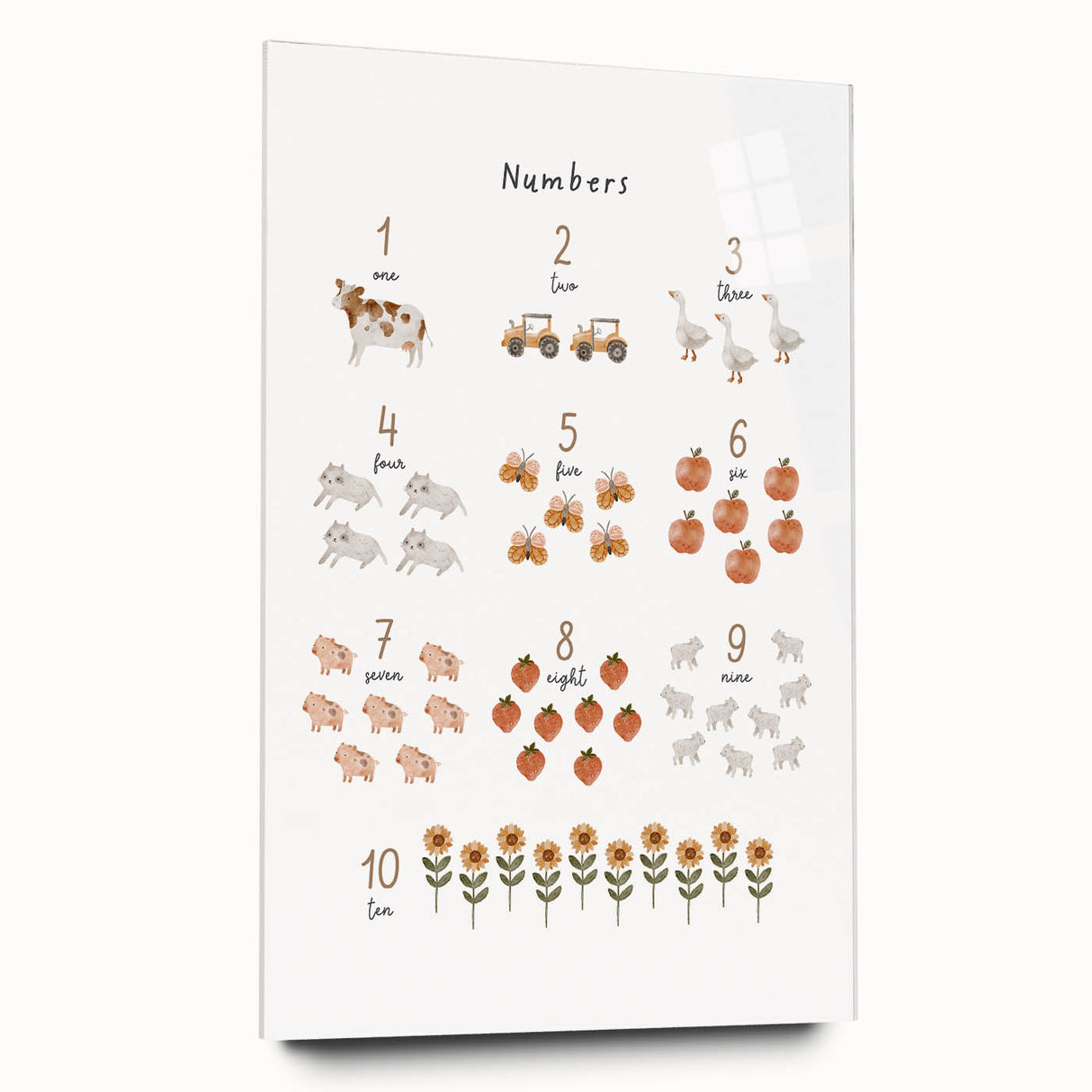 Numbers and Shapes Wall Art - Farm-Themed Counting Poster
