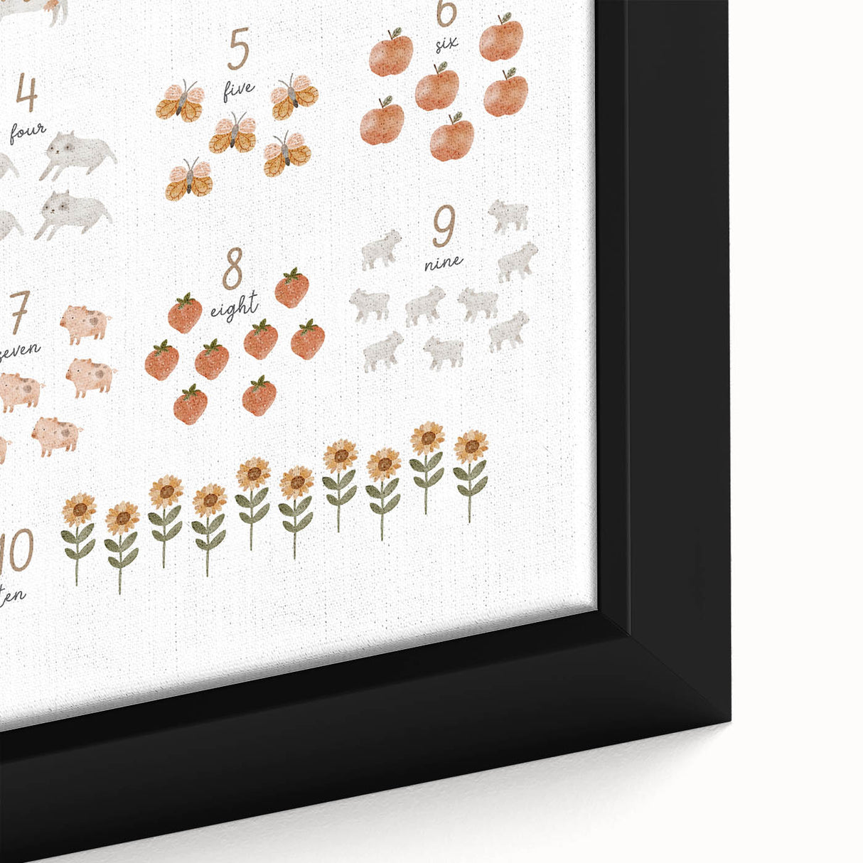 Numbers and Shapes Wall Art - Farm-Themed Counting Poster