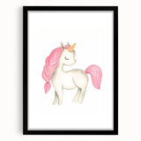 Nursery Wall Art – Elegant Pink Unicorn Illustration for Kids
