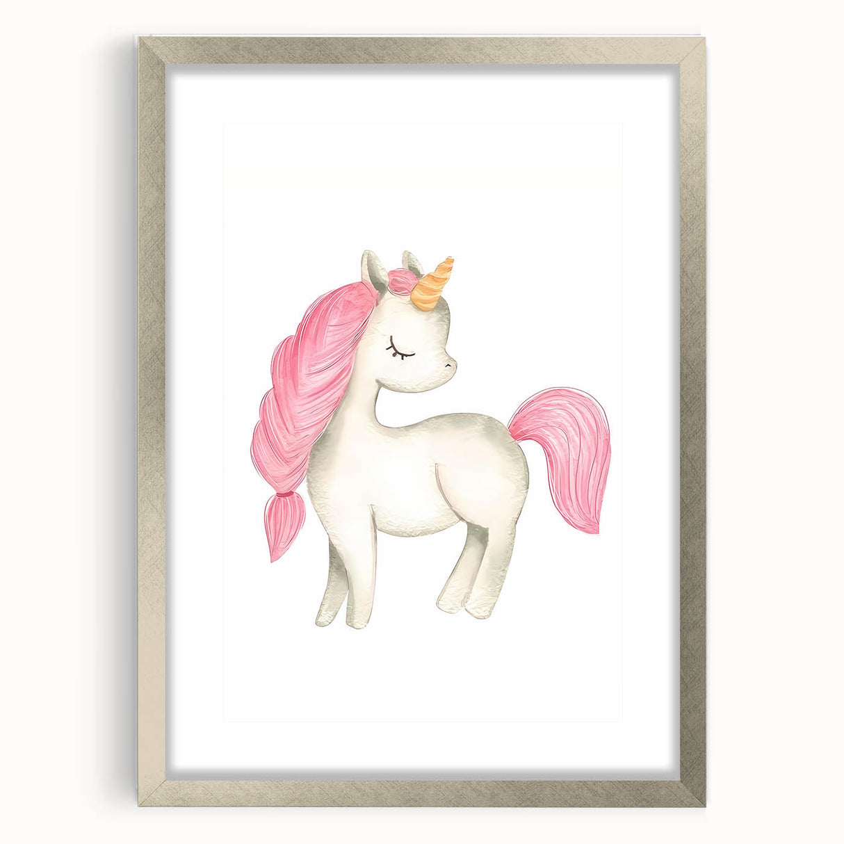 Nursery Wall Art – Elegant Pink Unicorn Illustration for Kids