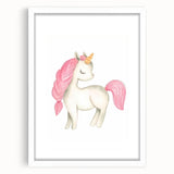 Nursery Wall Art – Elegant Pink Unicorn Illustration for Kids