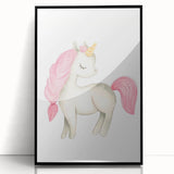 Nursery Wall Art – Elegant Pink Unicorn Illustration for Kids