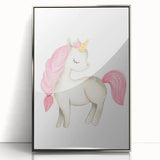 Nursery Wall Art – Elegant Pink Unicorn Illustration for Kids