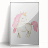 Nursery Wall Art – Elegant Pink Unicorn Illustration for Kids
