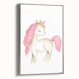 Nursery Wall Art – Elegant Pink Unicorn Illustration for Kids