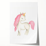 Nursery Wall Art – Elegant Pink Unicorn Illustration for Kids