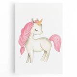Nursery Wall Art – Elegant Pink Unicorn Illustration for Kids