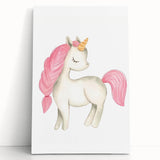 Nursery Wall Art – Elegant Pink Unicorn Illustration for Kids