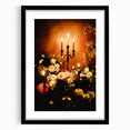 Extra large abstract art print featuring vibrant autumn colors on textured canvas, framed in black.