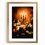 Extra large abstract art print featuring textured fall colors in a gold frame, suitable for living room decor.