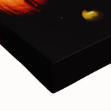 Large art depicting a black and white landscape painting on stretched canvas, ideal for bedroom wall decor.