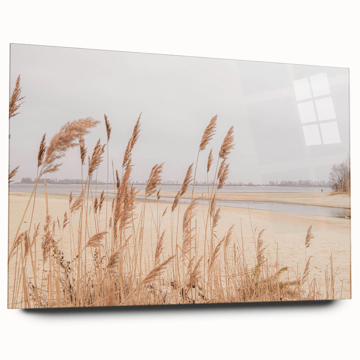 Large abstract wall art on acrylic glass depicting vibrant summer-themed colors, ideal for bedroom or dining room decor.