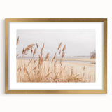 Extra large abstract art print with textured design in vibrant gold and white tones on a framed canvas.