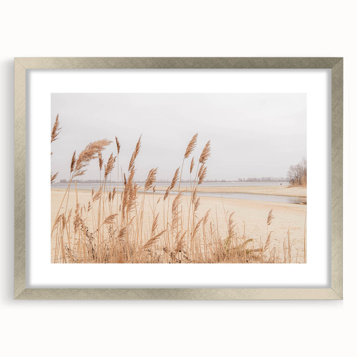 Textured art abstract print with swirls in orange and yellow, framed in silver, suitable for bedroom decor.