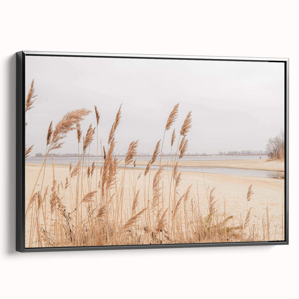 Black and white vintage poster art of a summer landscape on framed canvas, ideal for bedroom wall decor.