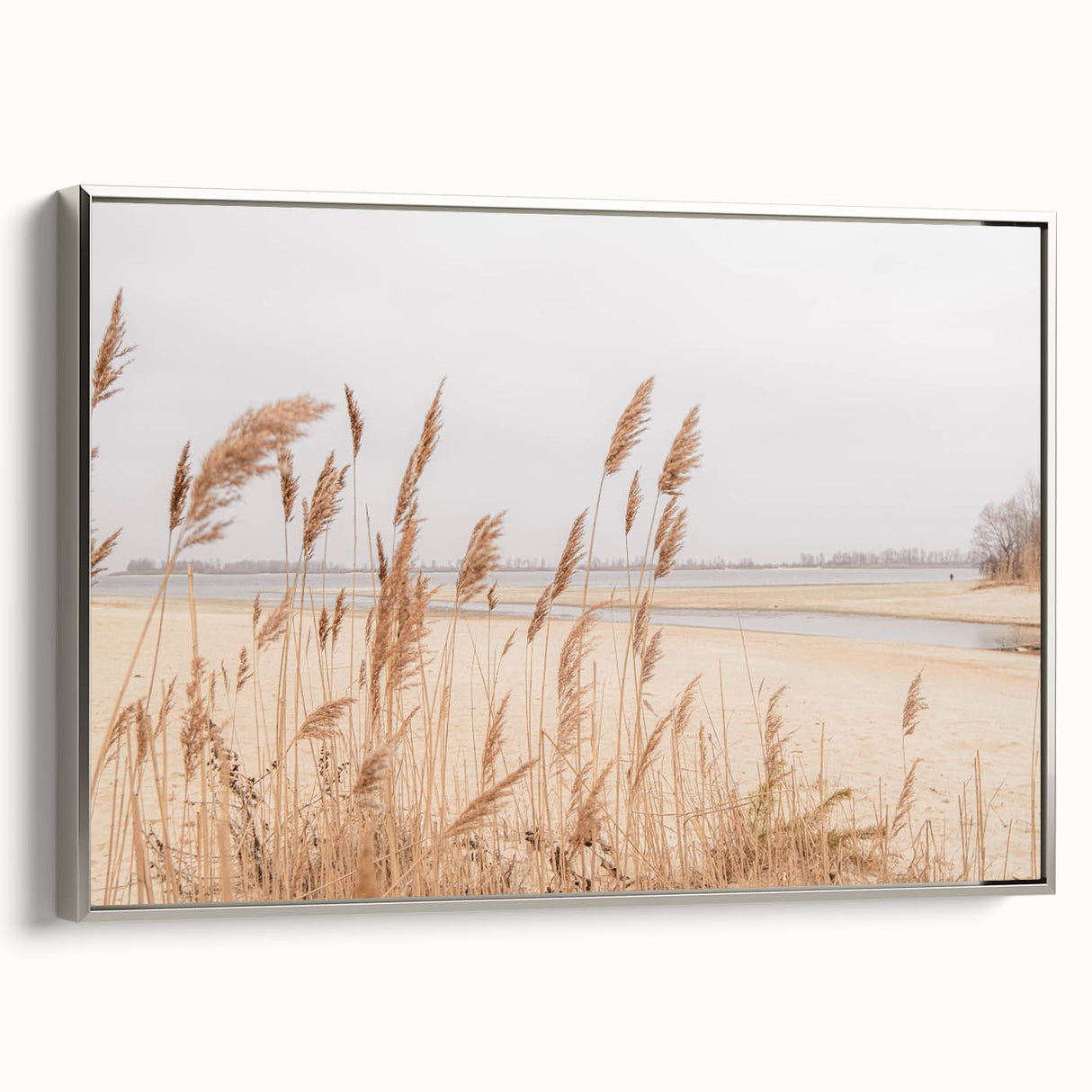 Landscape art painting of summer season in vibrant colors on framed canvas, ideal for living room decor.