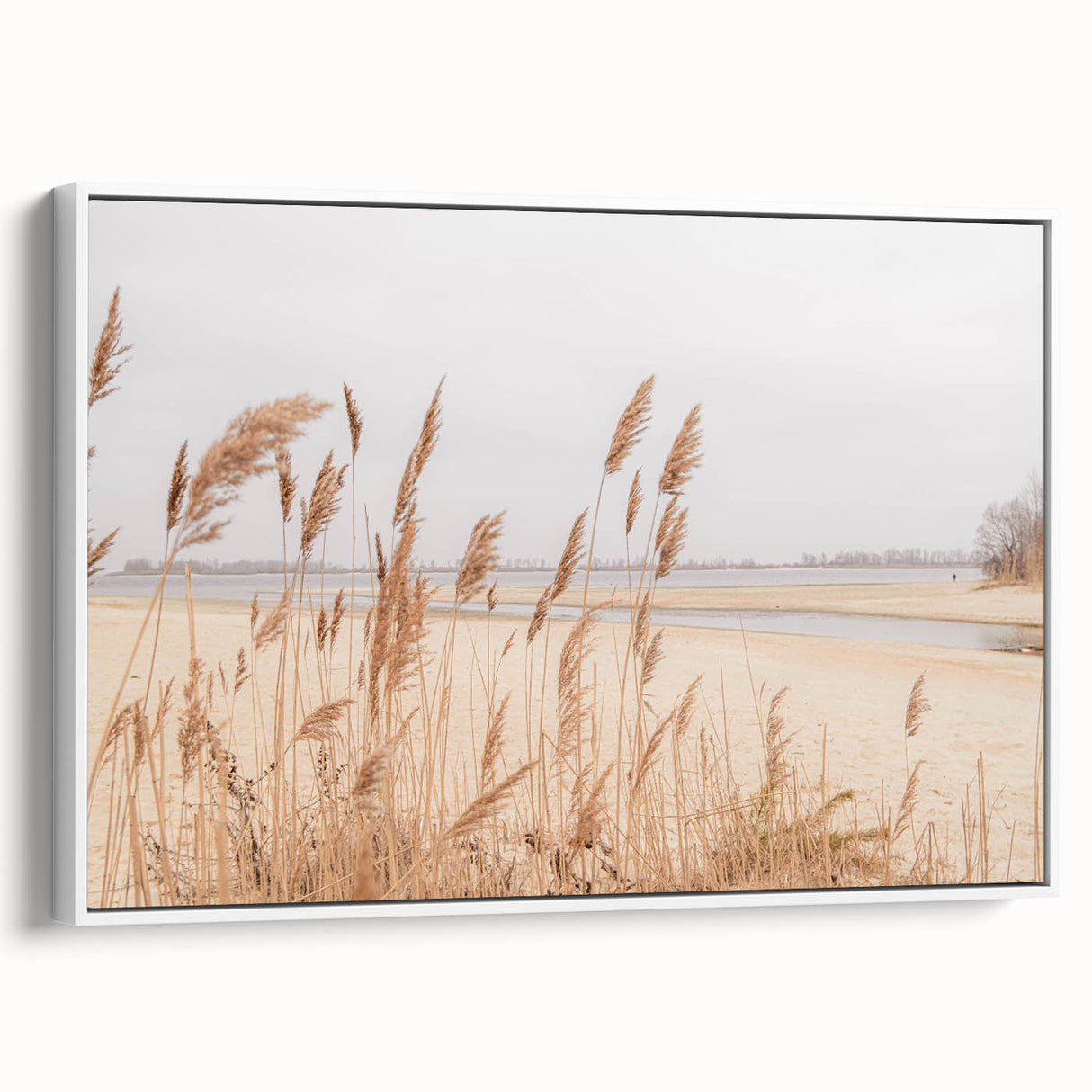 Vintage poster art of a colorful summer scene on a large framed canvas, ideal for living room decor.