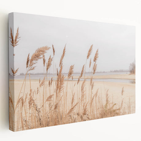 Abstract summer-themed art on a large stretched canvas with vibrant orange and yellow tones, suitable for kitchen wall decor.