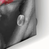 Abstract figurative acrylic artwork displayed on glass, showcasing vibrant colors and intricate details, perfect for modern home decor. Ideal for art enthusiasts.