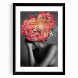 Abstract figurative artwork framed in a sleek black mat, showcasing an intricate design that adds elegance to any modern decor. Perfect for art enthusiasts.