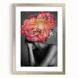 Abstract figurative frame with a silver mat showcasing modern art, designed for elegant home decor, ideal for enhancing contemporary interiors.