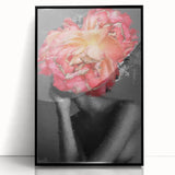 Framed abstract figurative artwork featuring bold colors and dynamic shapes, displayed against a sleek black background, ideal for modern home decor and artistic ambiance.