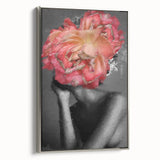 Framed abstract figurative art canvas in silver, showcasing a contemporary design with intricate details and textures, ideal for modern home decor.