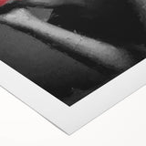 Abstract figurative wall art on rolled canvas showcasing vibrant colors and dynamic shapes, elegantly packaged in a protective cardboard tube for easy display.