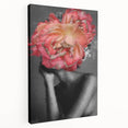 Abstract figurative stretched canvas artwork showcasing vibrant colors and dynamic shapes, viewed from the side, perfect for modern home decor. Ideal for art enthusiasts seeking unique wall decor to enhance their living space.